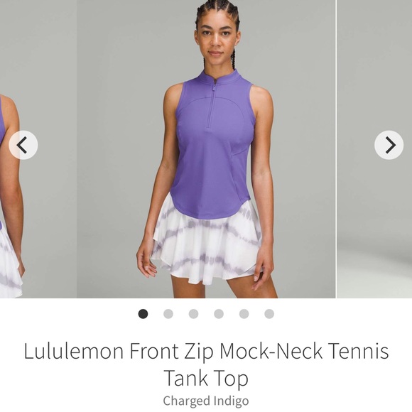 lululemon athletica Tops - Lululemon Front Zip Mock-Neck Tennis Tank Top Charged Indigo Size 4 with flaw